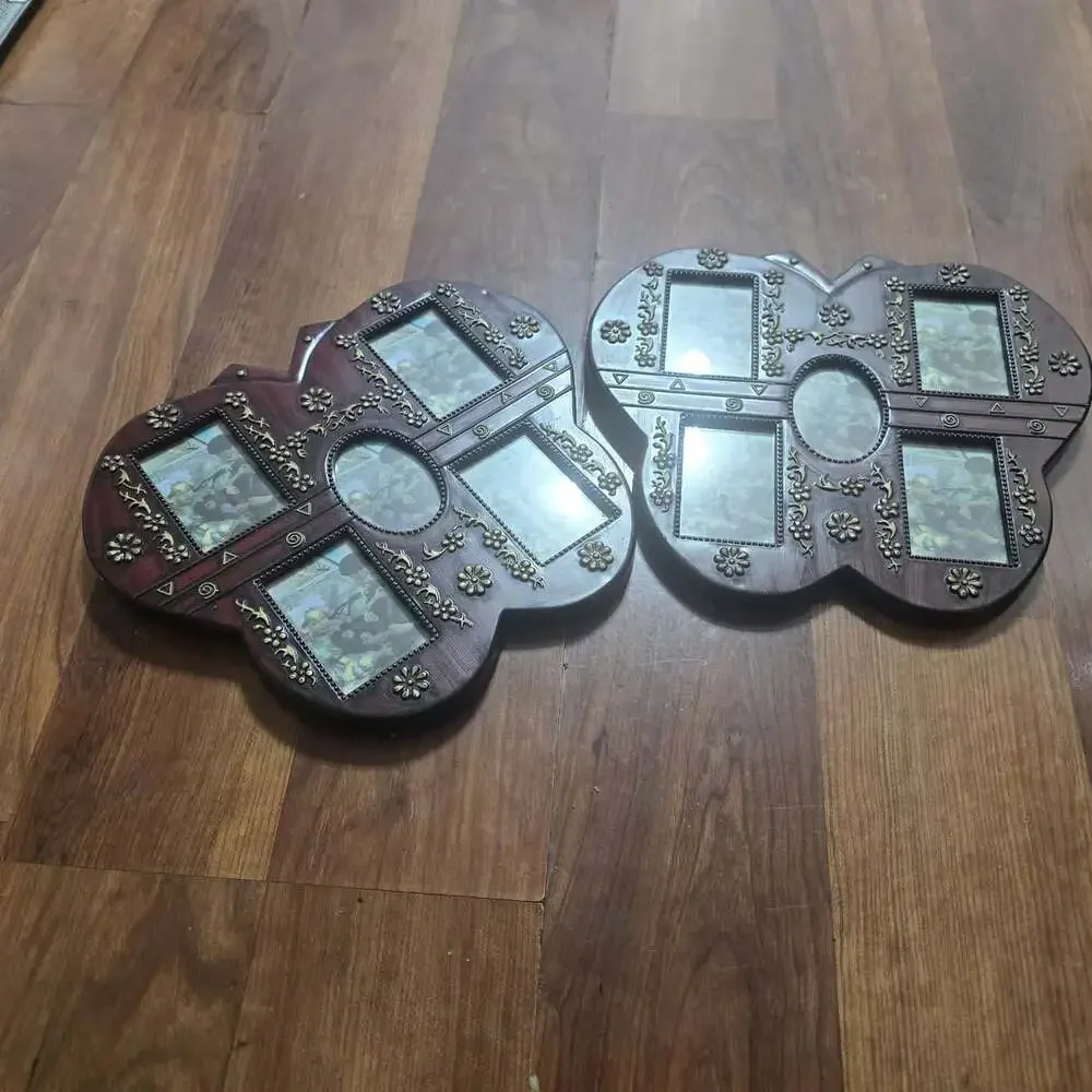 Set of Vtg Like Brown Butterfly Shape Plastic 5 Mini Multi-Photo Collage Frames